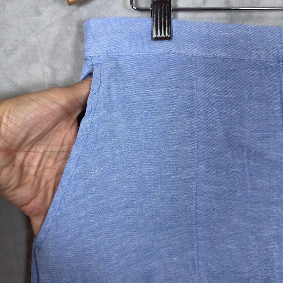 C&C California Maxi Skirt Large Blue Linen Blend Button Front Boho Coastal - Picture 2 of 9